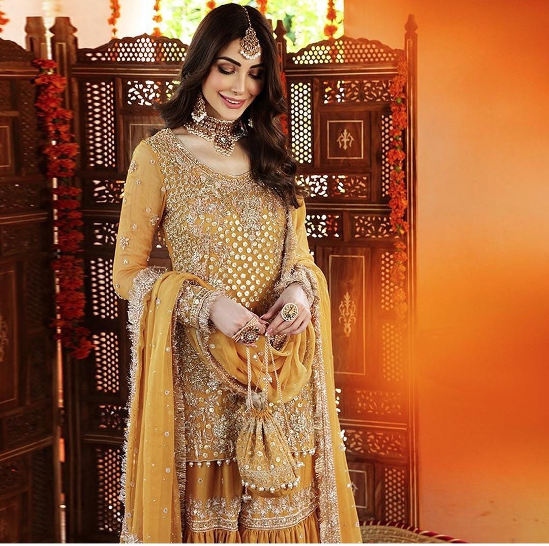 Yellow Pakistani Mehendi/Mayoun Gharara