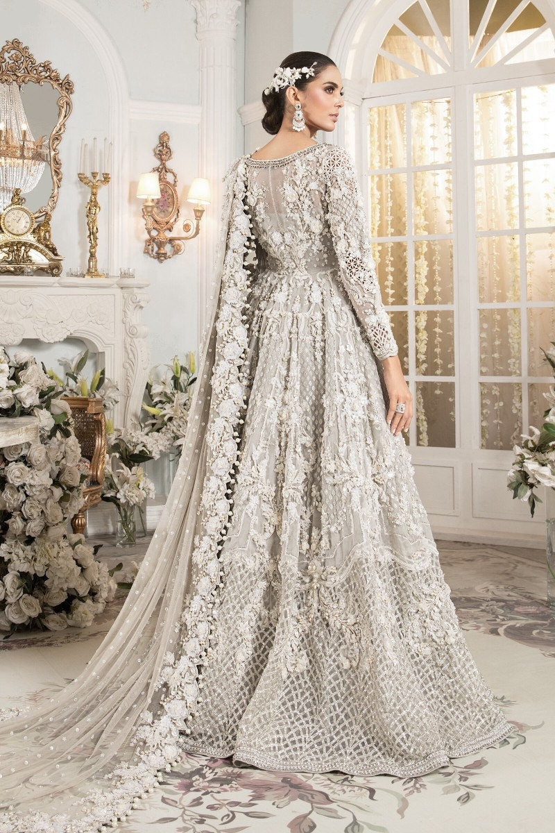 Slate Grey Bridal Gown | Maria B Inspired