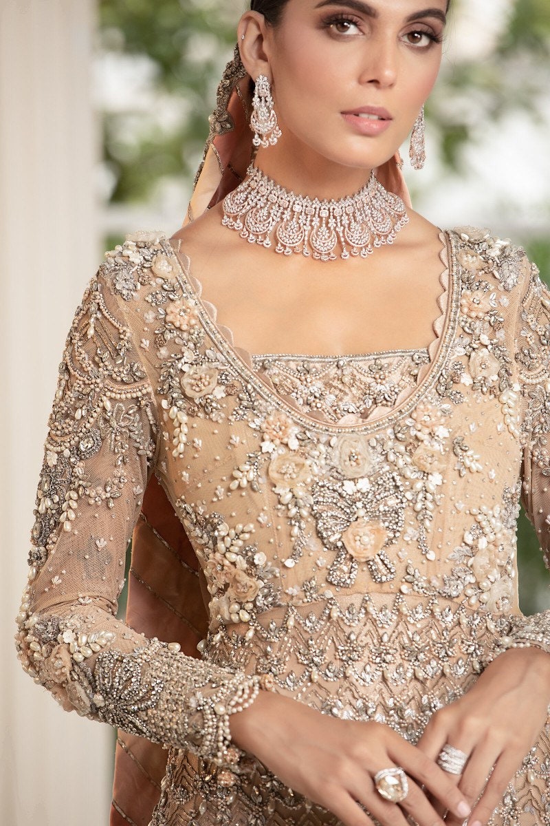 Peach Bridal Gown | Maria B Inspired