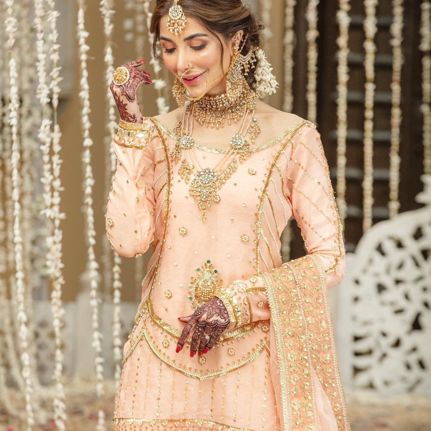 Peach Pink Nikkah Gharara