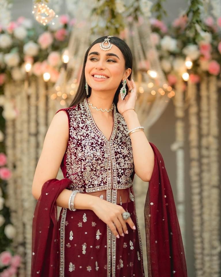 Mahnoor | Burgundy Dress