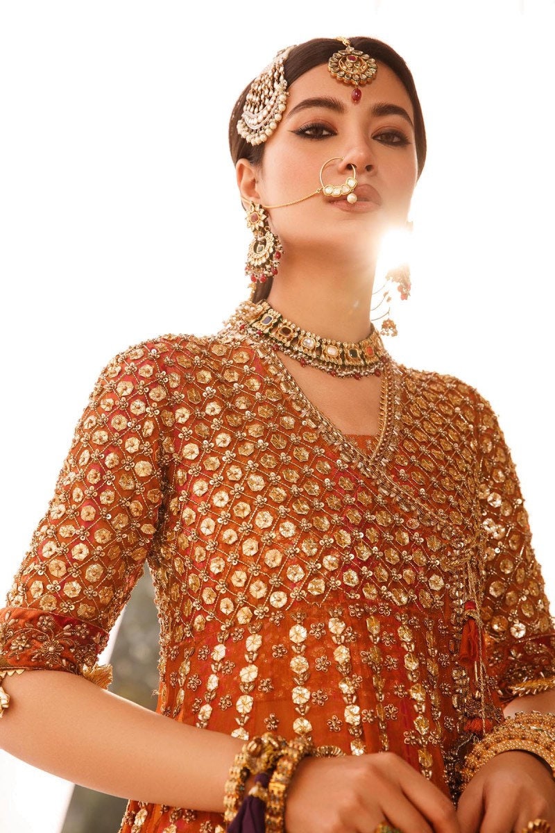 Orange And Red Heritage Dress | Maria B Inspired