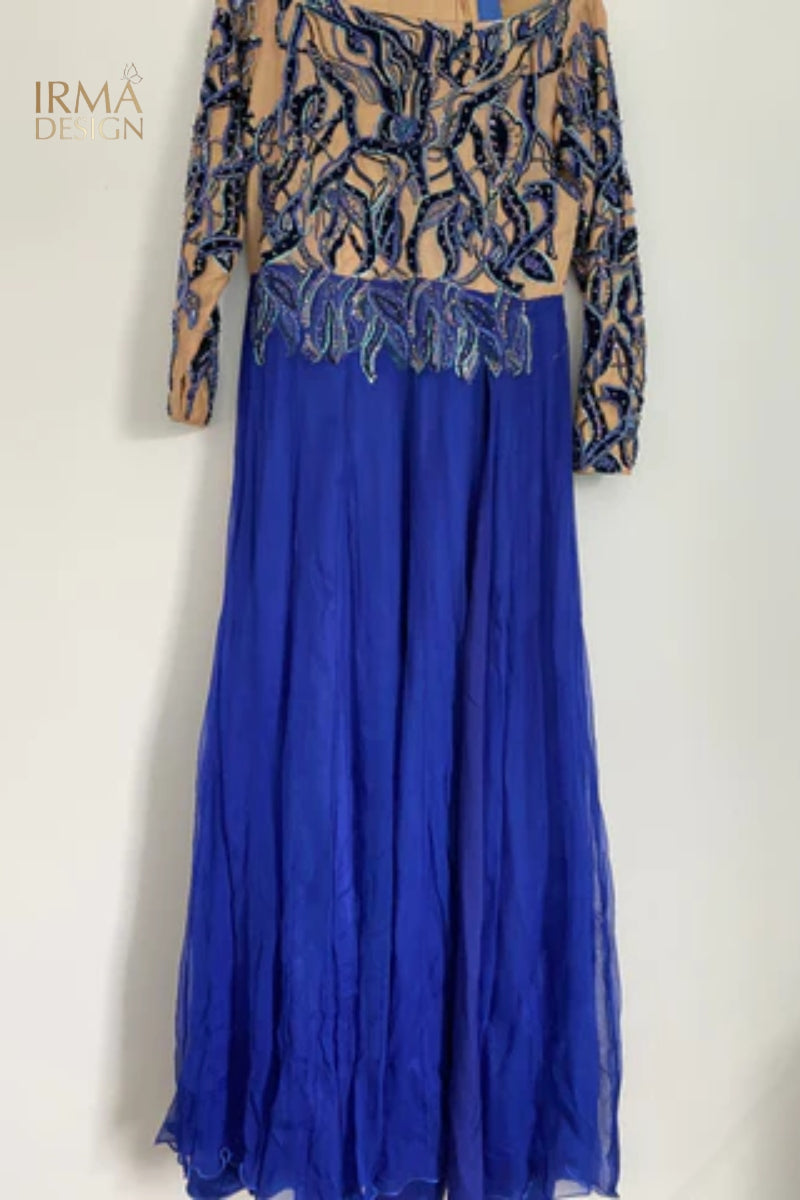 Clearance Sale- Blue Chiffon Slit Dress