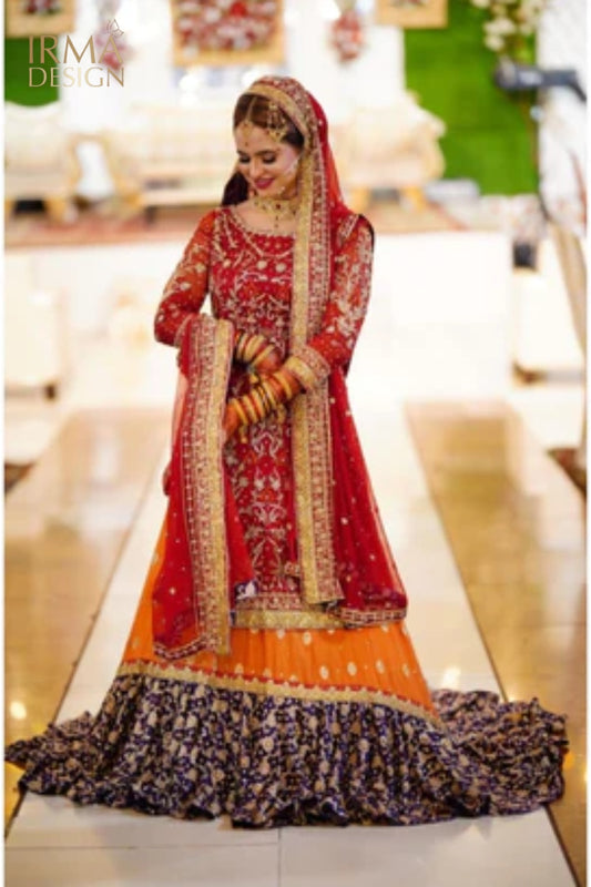 Maheen Red traditional Sharara