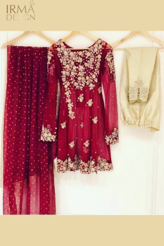 Pakistani net peplum dress