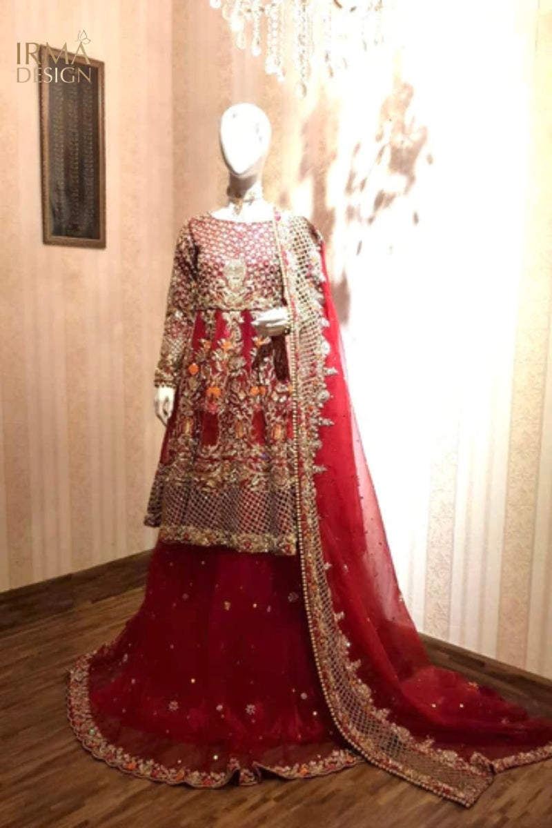 Pakistani Red Bridal Gharara