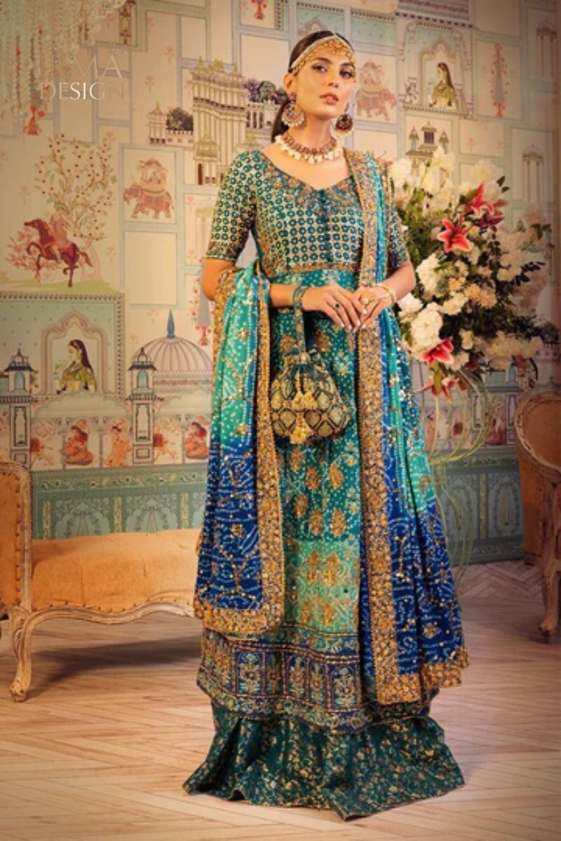 Ansab Jahangir Inspired Teal Kalidaar