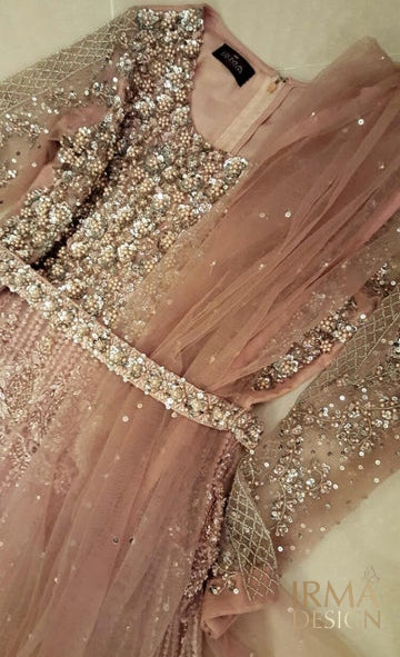 Pakistani Wedding gown, long maxi dress, blush pink, anarkali, pakistani clothes