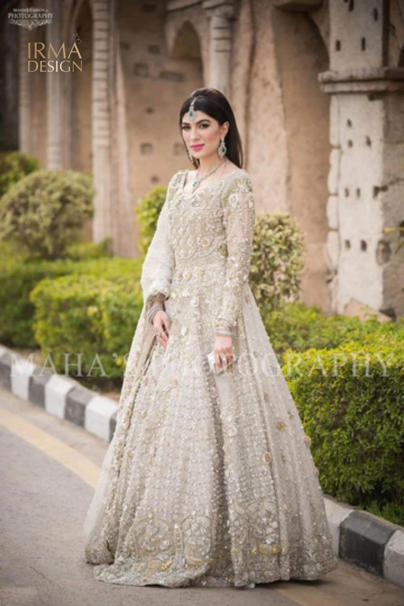 Pakistani white bridal dress