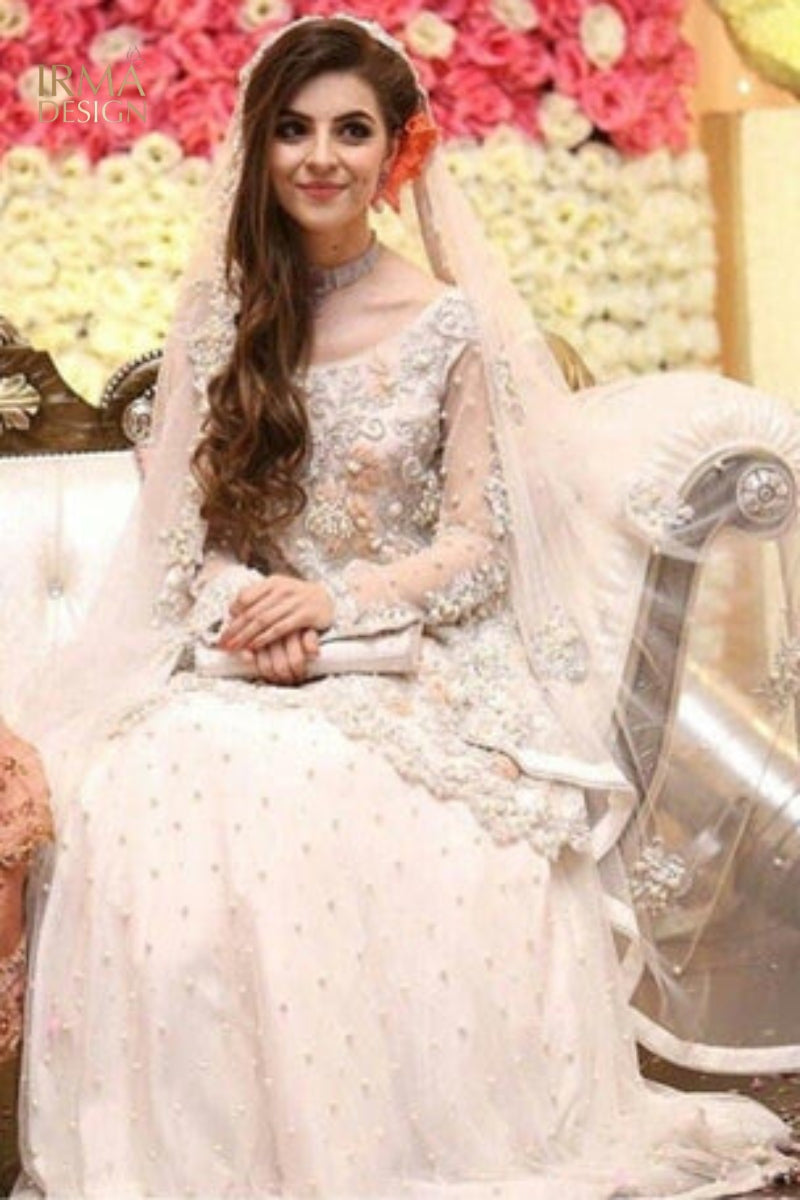 Pakistani White Nikah Bridal Dress