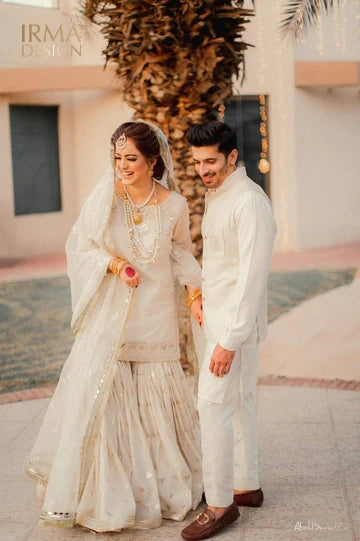 White Nikah Dress, Pakistani bride