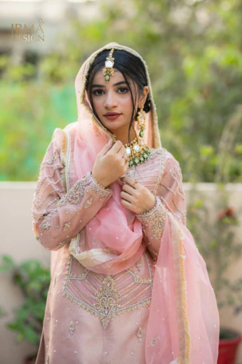 Blush Pink Pakistani Nikah Gharara