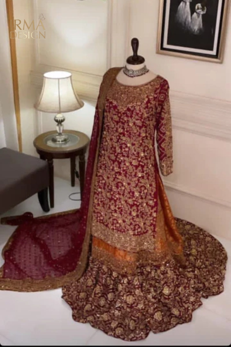 Dr Haroon inspired red traditional Baraat dress