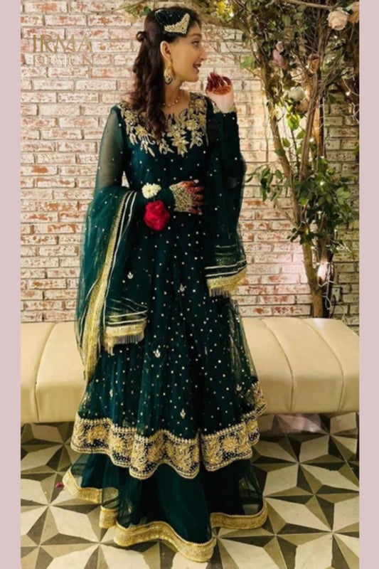 Emerald Green Mehendi lehenga