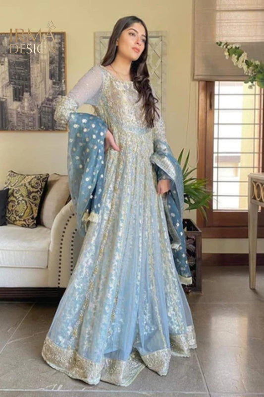 Ice Blue Nikah Outfit