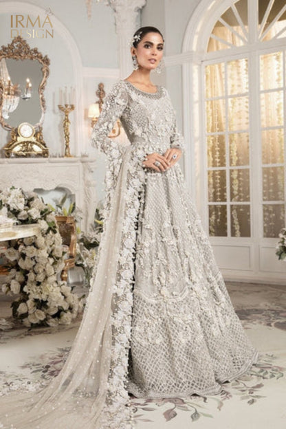 Slate Grey Bridal Gown | Maria B Inspired