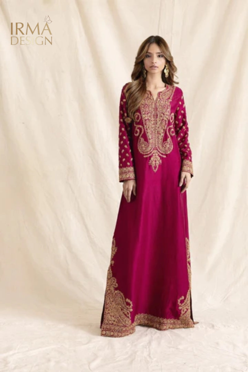 Maroon Silk Kaftan