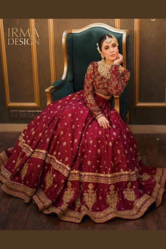 Mohsin Naveed Ranjha Inspired Red Traditional Lehenga Choli