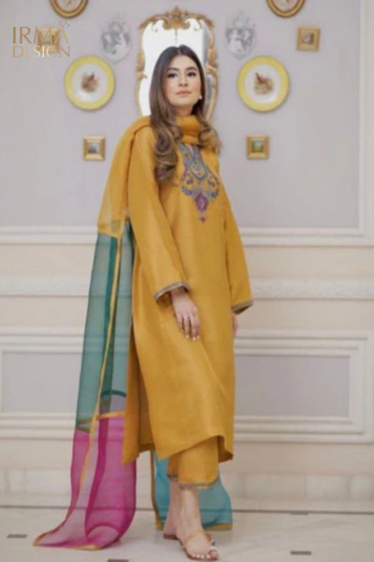 Mustard Rawsilk Shalwar Kameez