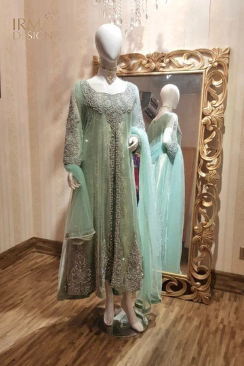 Pakistani Bride Mint Green Maxi Dress