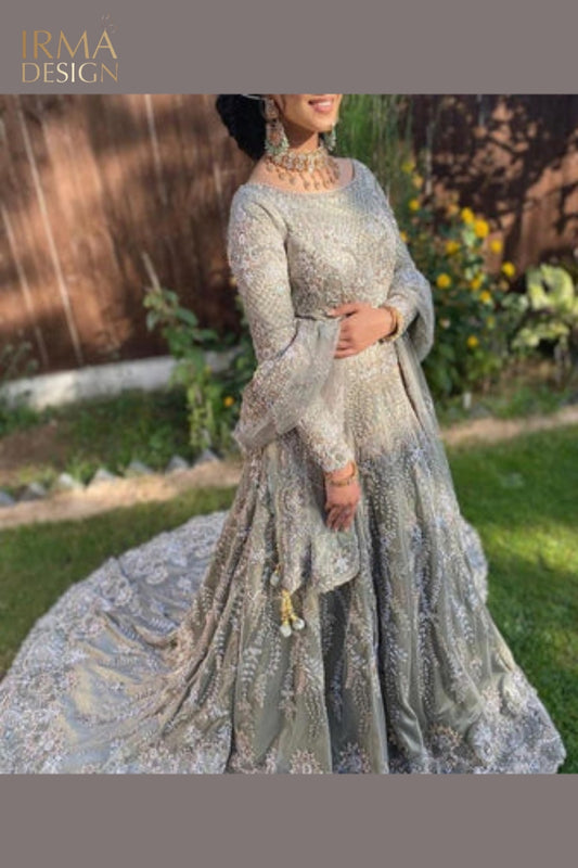 Pakistani Grey bridal dress