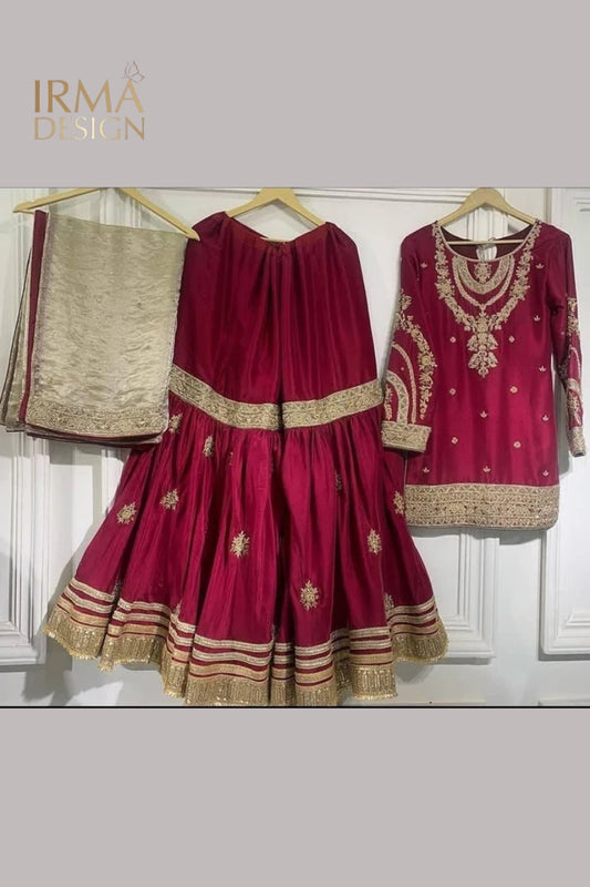 Red Nikah Gharara