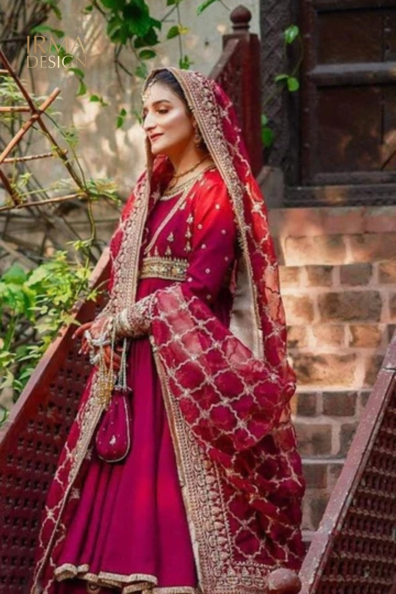 Red Pakistani Nikkah Gharara