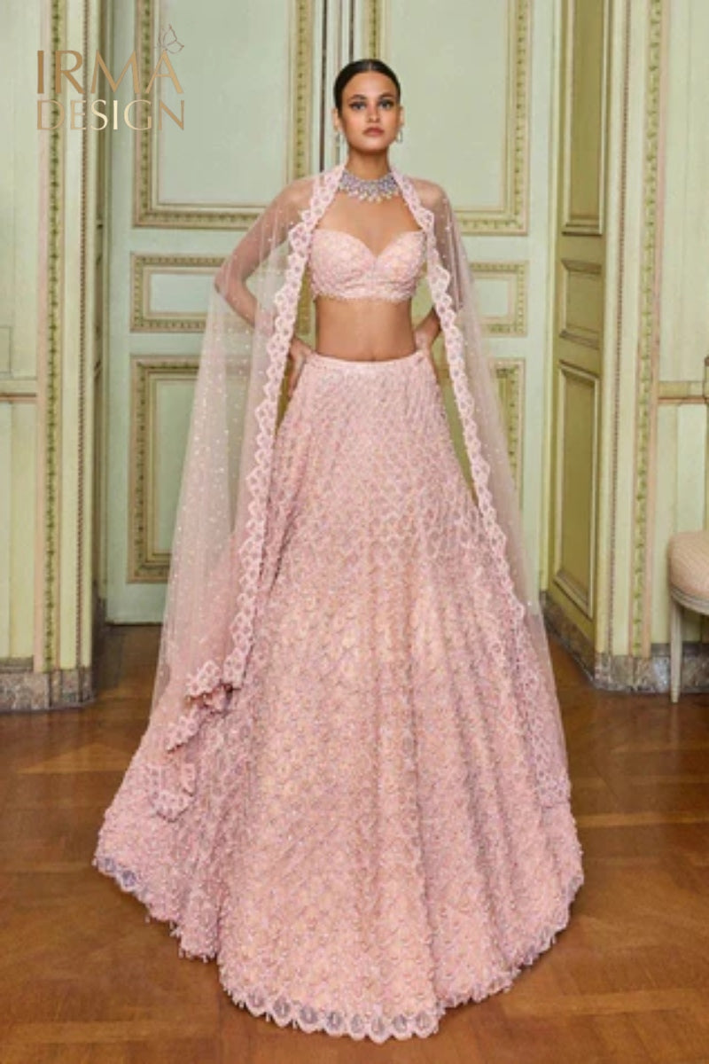 Rose Gold Pearl Drop Lehenga Set