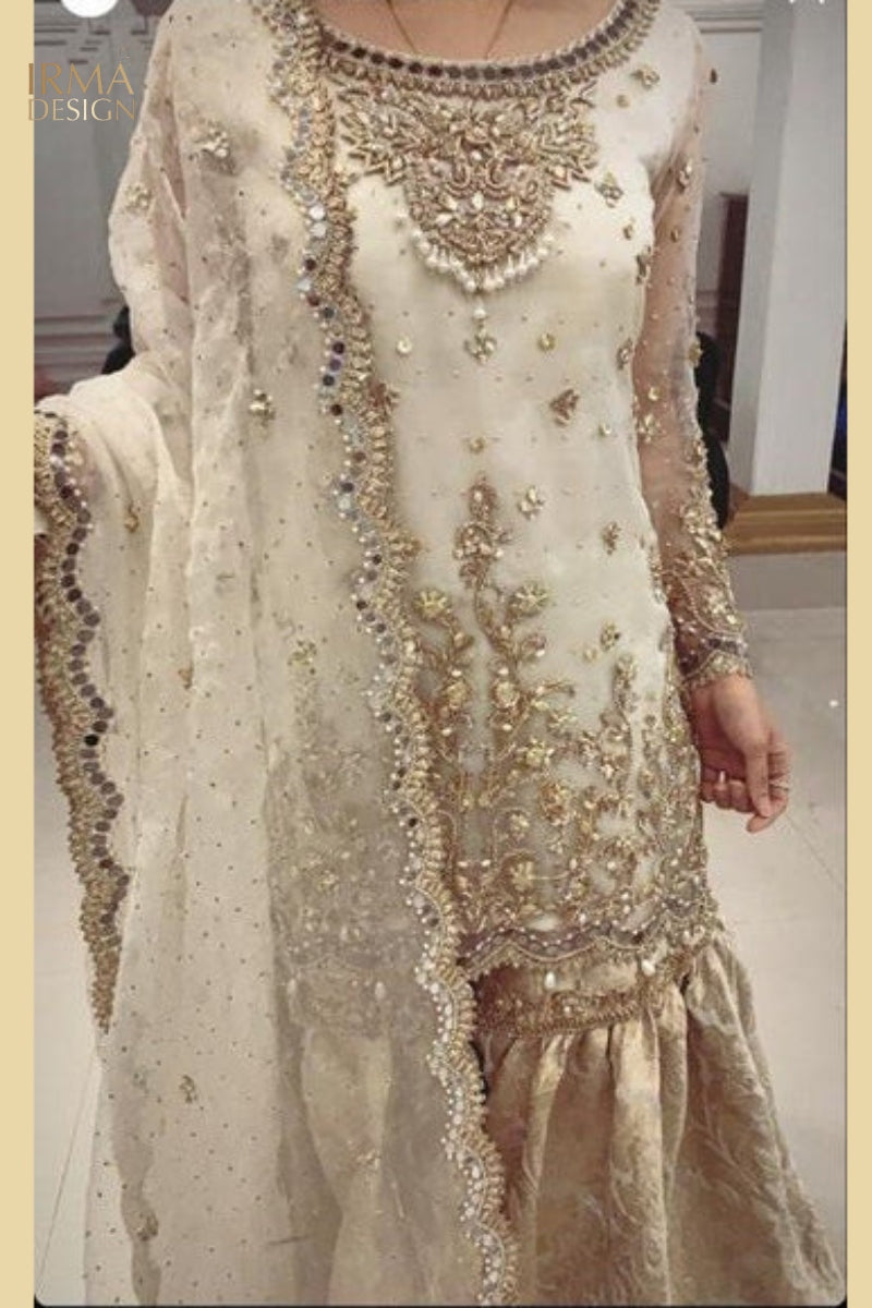 White Nikkah Gharara