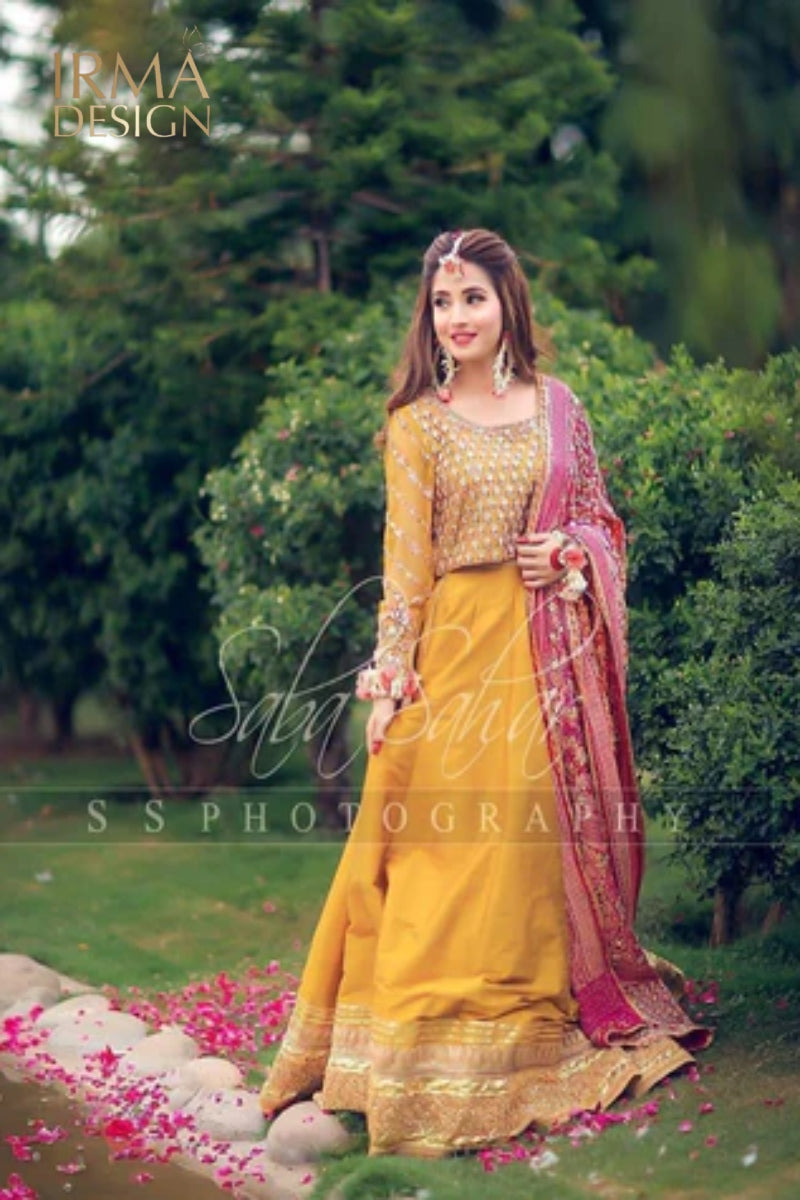 Yellow Mehendi Mayoon Dress