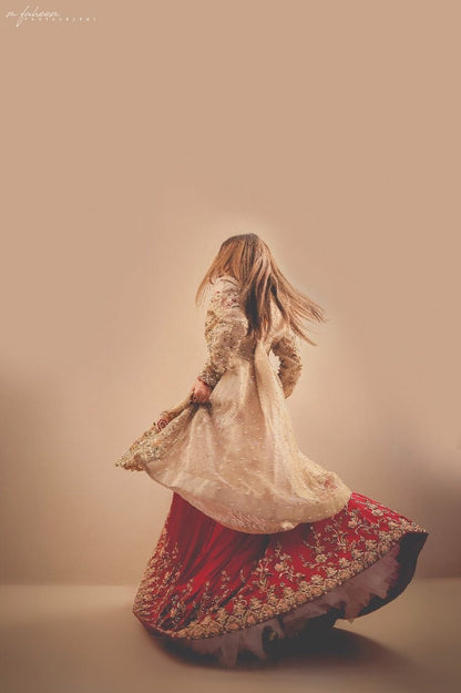 Sofia | Champgne And Red Bridal Lehenga