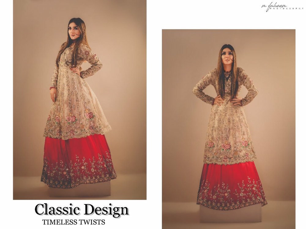 Sofia | Champgne And Red Bridal Lehenga