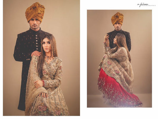 Sofia | Champgne And Red Bridal Lehenga