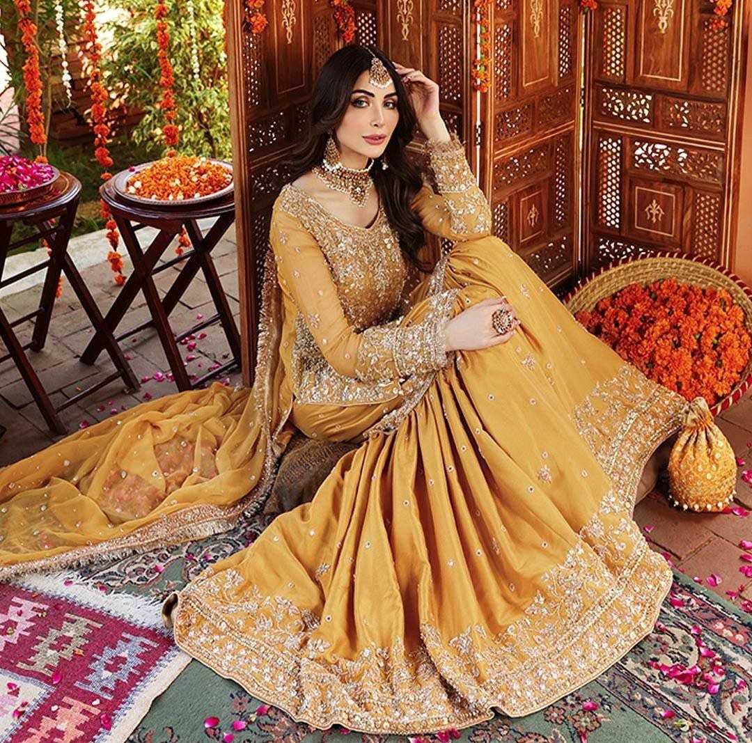 Yellow Pakistani Mehendi/Mayoun Gharara