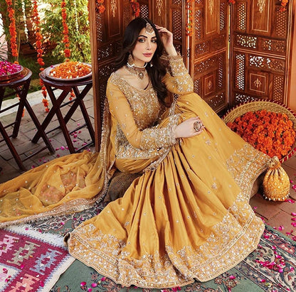 Yellow Pakistani Mehendi/Mayoun Gharara