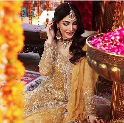 Yellow Pakistani Mehendi/Mayoun Gharara