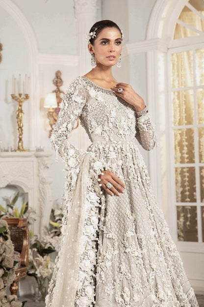 Slate Grey Bridal Gown | Maria B Inspired