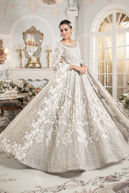 Slate Grey Bridal Gown | Maria B Inspired