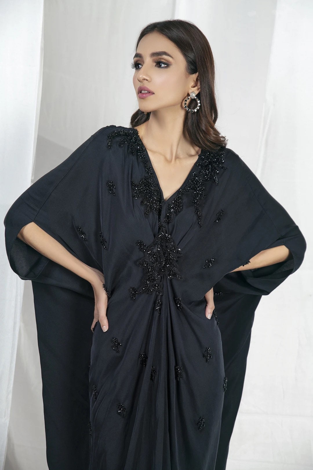 Black Satin Kaftan