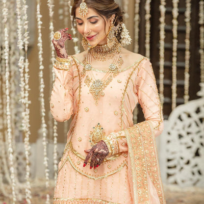 Peach Pink Nikkah Gharara