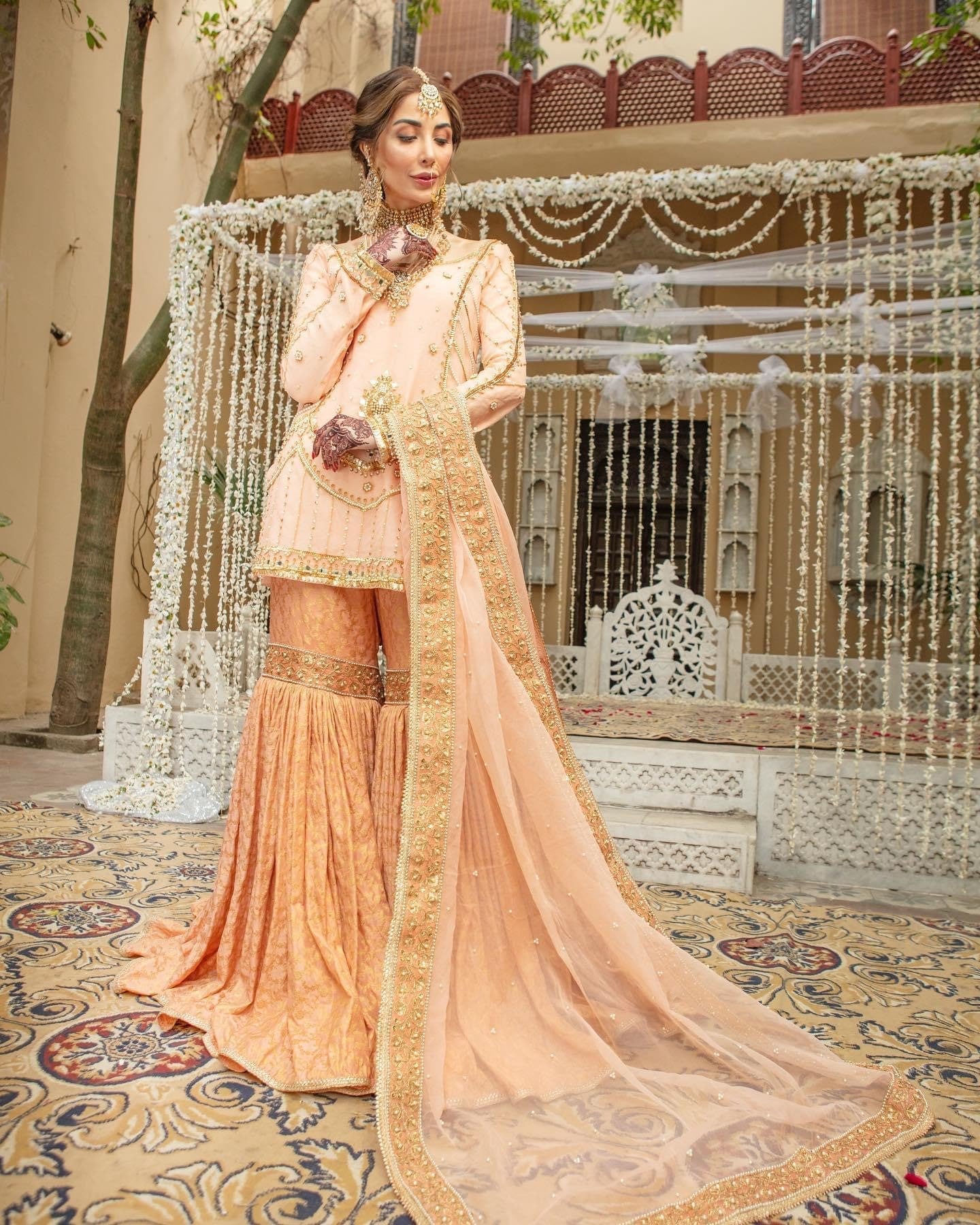 Peach Pink Nikkah Gharara