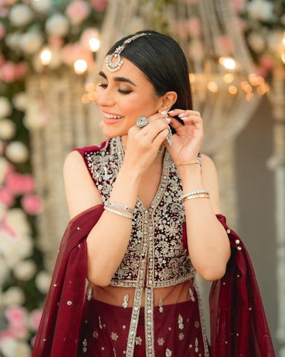 Mahnoor | Burgundy Dress