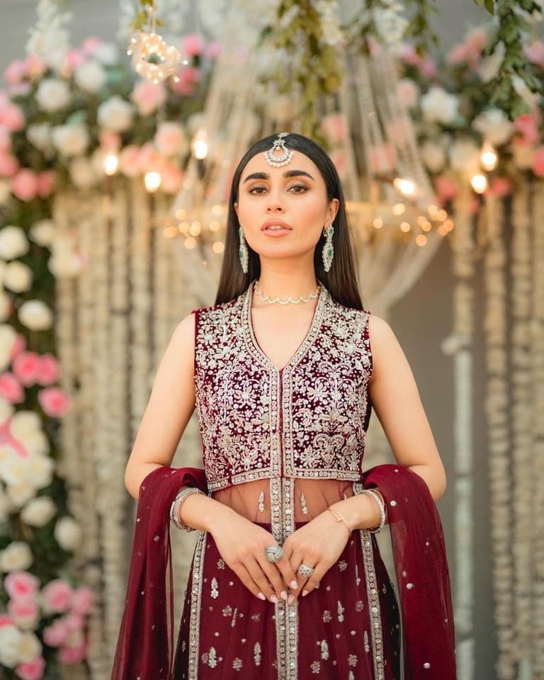Mahnoor | Burgundy Dress