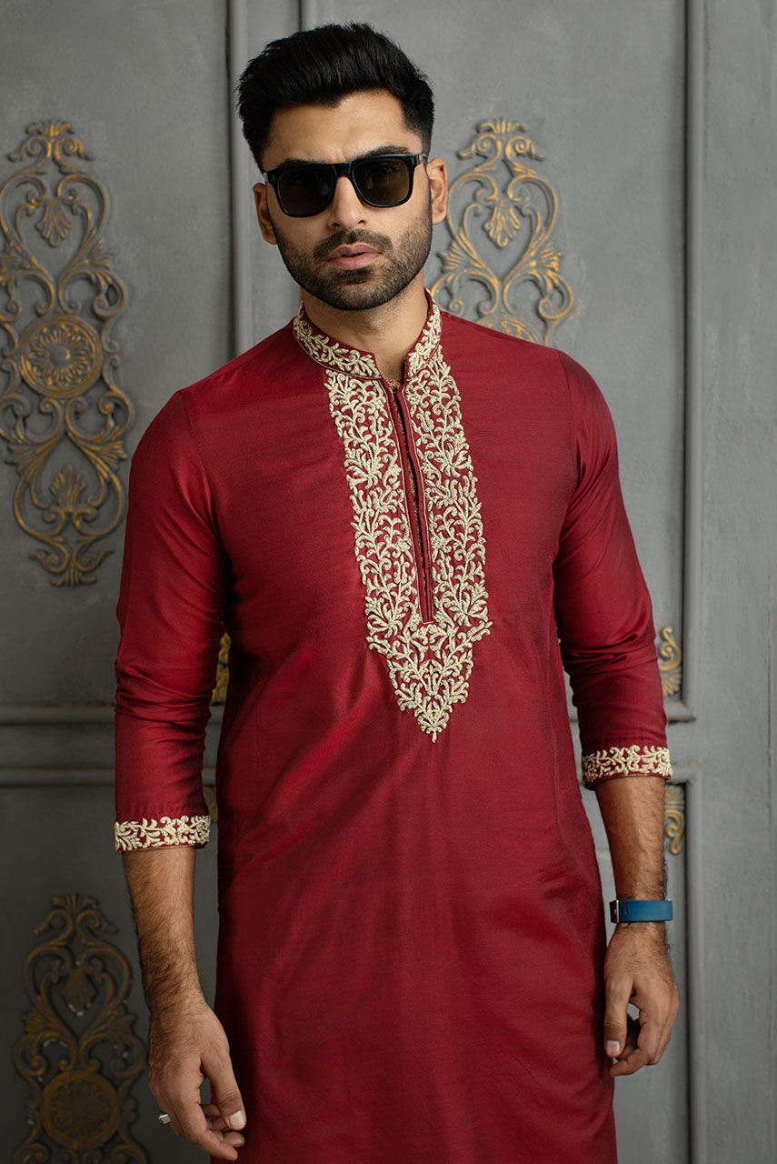 Red Formal Men's Kurta