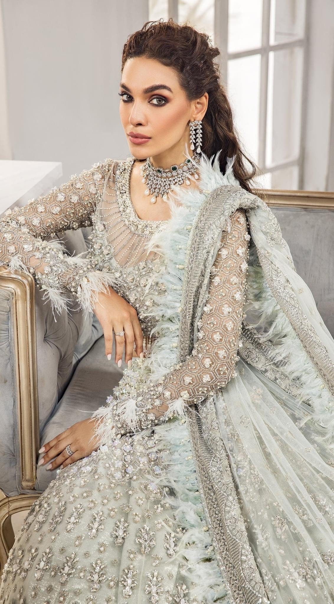 Silver Lehenga Choli For Pakistani Bridal Wear
